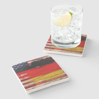 Crackle Paint | German American Flag Stone Coaster