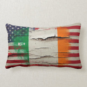 Crackle Paint   Irish American Flag Lumbar Cushion