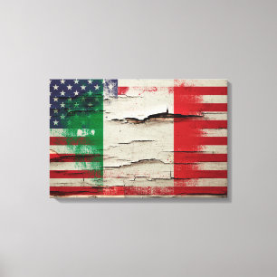 Crackle Paint Italian American Flag Canvas Print