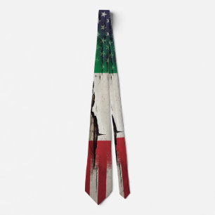 Crackle Paint Italian American Flag Tie