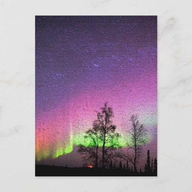 Crackle Texture Art Northern Lights Sky Alaska Postcard (Front)