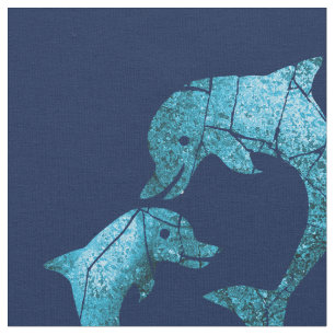 Crackled Dolphin Pattern Fabric