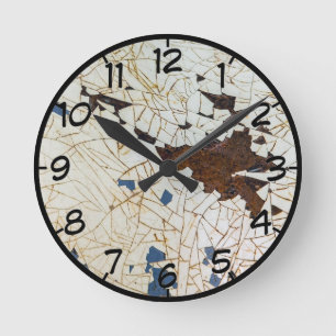Crackled Paint Round Clock