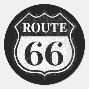 Crackled Rte 66 Classic Round Sticker