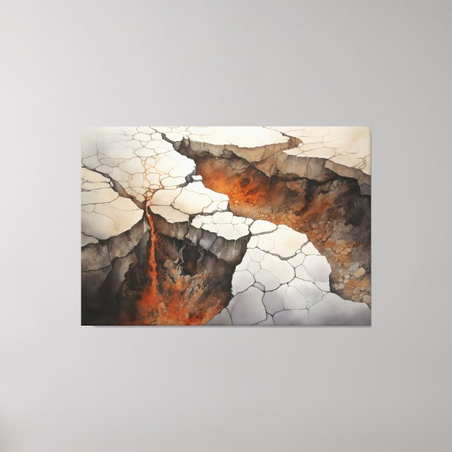 Cracks Earth Dry Climate 2 of 4 Canvas Print (Front)