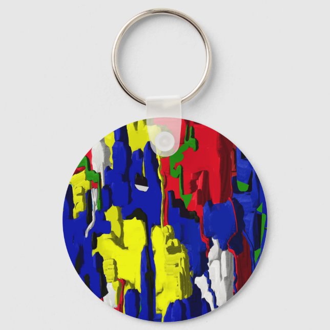 Cracks in blue, abstract key ring (Front)