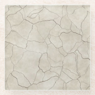 Cracks on Beige Textured Background Glass Coaster