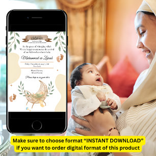 Cradle Unisex Muslim Baby Birth Announcement