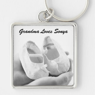 Cradled Baby Shoes Key Ring