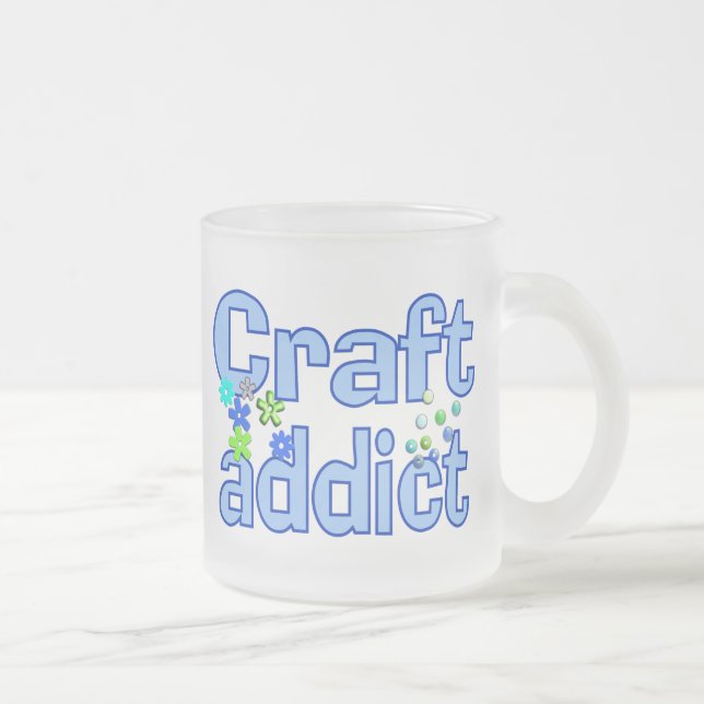 Craft Addict Beads Design Gift Frosted Glass Coffee Mug (Right)