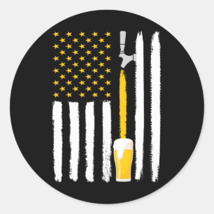 Craft Beer American Flag Usa 4th July Brewery  Classic Round Sticker