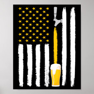 Craft Beer American Flag Usa 4th July Brewery Poster