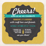 Craft Beer Birthday Coaster Invite<br><div class="desc">Bottle cap style birthday invitation that's perfect for an adult or 21st birthday party.</div>
