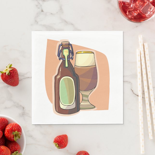 Craft Beer Bottle and Glass Rustic Brewery Napkin (Creator Uploaded)