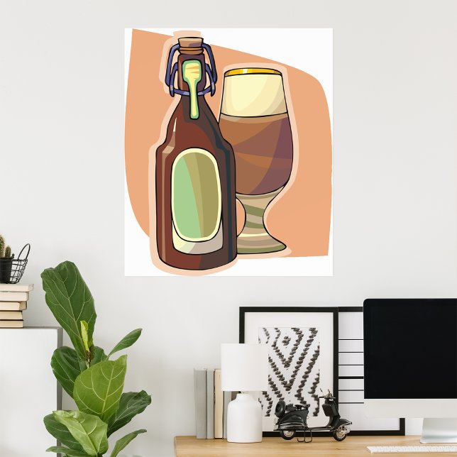 Craft Beer Bottle and Glass Rustic Brewery Poster (Creator Uploaded)