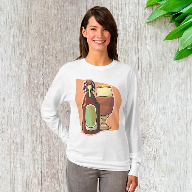 Craft Beer Bottle and Glass Rustic Brewery T-Shirt (Creator Uploaded)