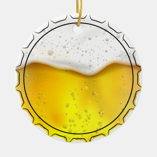 Craft beer bottle cap ceramic tree decoration (Front)