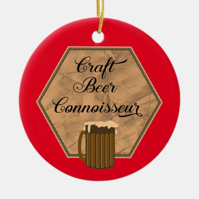 Craft Beer Connoisseur Ceramic Tree Decoration (Front)