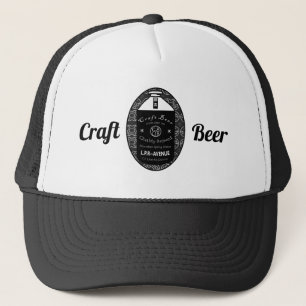 Craft Beer -Growler Black & White Oval Design Trucker Hat