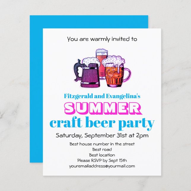 Craft Beer Party Invitation (Front/Back)