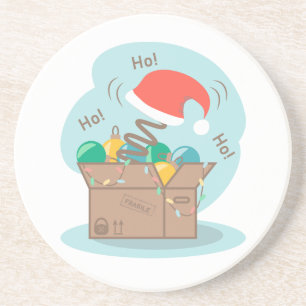 Craft box with Christmas decoration and Santa hat Coaster