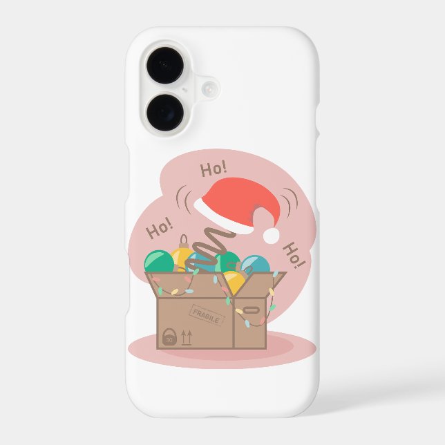Craft box with Christmas decoration and Santa hat  iPhone Case (Back)