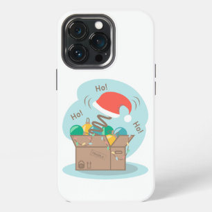 Craft box with Christmas decoration and Santa hat iPhone 13 Pro Case