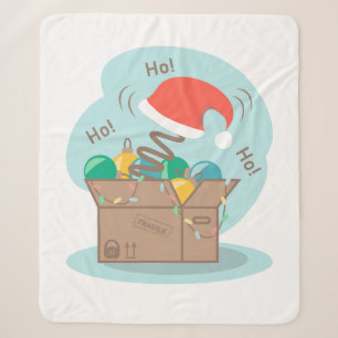 Craft box with Christmas decoration and Santa hat Sherpa Blanket