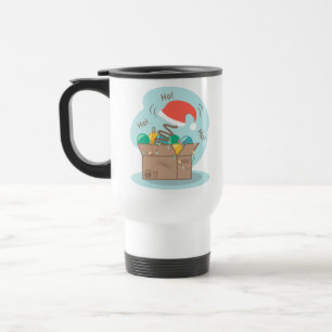 Craft box with Christmas decoration and Santa hat Travel Mug