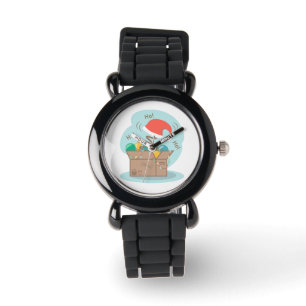 Craft box with Christmas decoration and Santa hat Watch