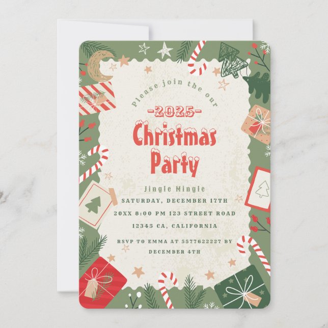 Craft Christmas Party Invitation (Front)