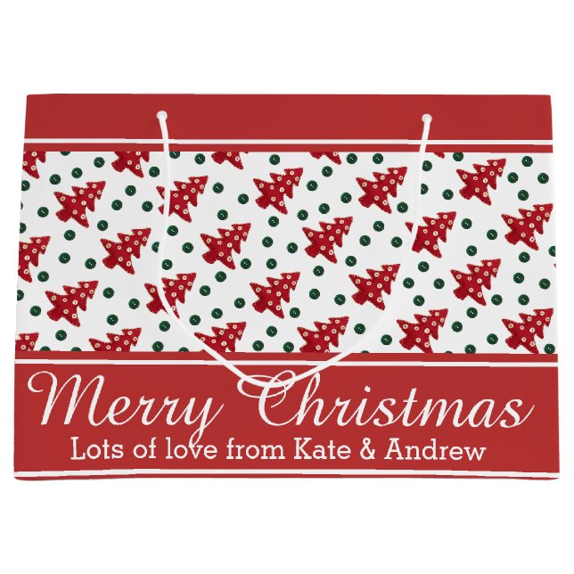 Craft Christmas Trees and Buttons Large Gift Bag (Front)