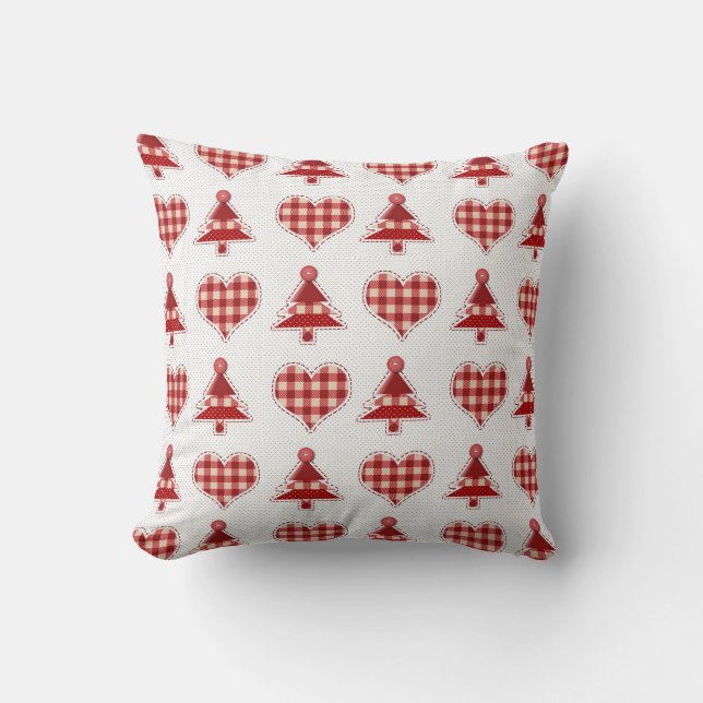 Craft Christmas Trees and Hearts Pattern Cushion (Front)