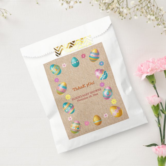 Craft Colourful Floral Easter Eggs Baby Shower Favour Bags (Sealed)