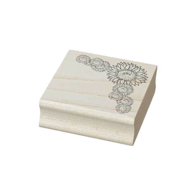 Craft deco sunflower corner rubber stamp (Stamp)