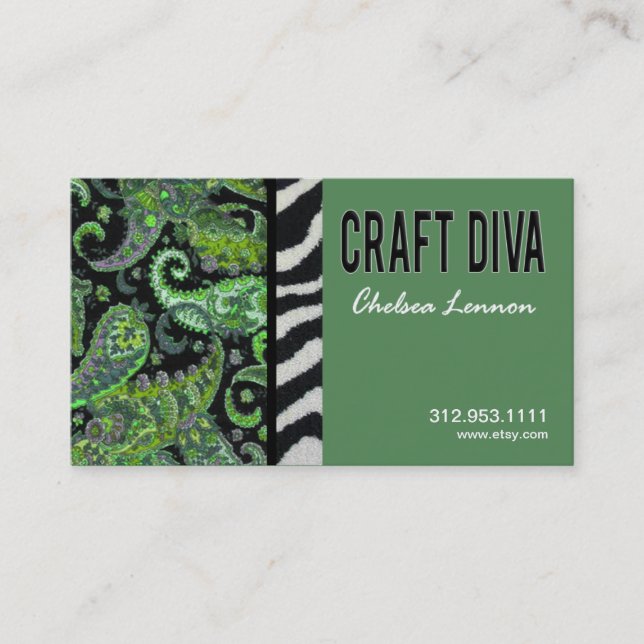 Craft Diva Artist Handicrafts Knitting Quilting Business Card (Front)