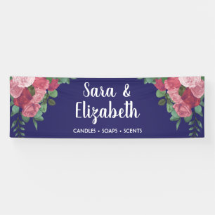 Craft Fair Vendor Booth Floral Roses Banner
