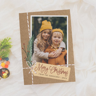 Craft Gift & Bow Merry Christmas Holiday Photo Card