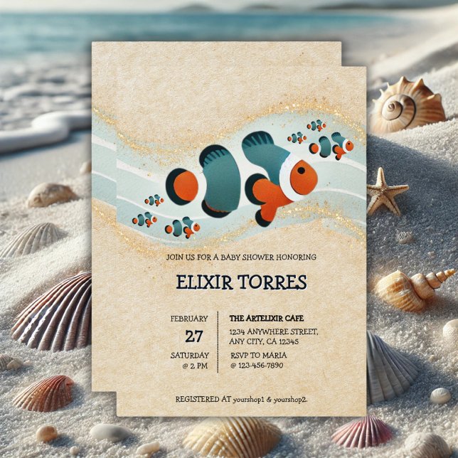 Craft Glitter Clown Fish Nemo Baby Shower Invitation (Creator Uploaded)