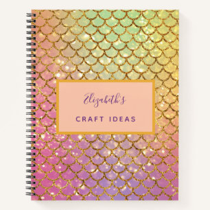 Craft ideas mermaid scales pink gold notebook