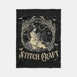 Craft M Witch Halloween Cat Witch Girls Trip Fleece Blanket