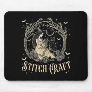 Craft M Witch Halloween Cat Witch Girls Trip Mouse Pad