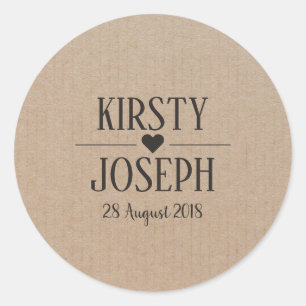 Craft Paper Monogram Wedding Sticker