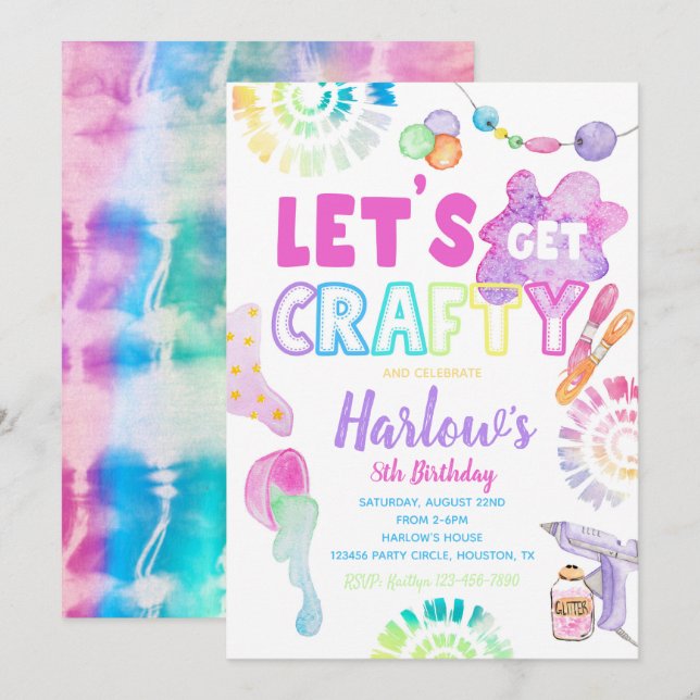 Craft Party Invitation | Craft Birthday Invitation (Front/Back)