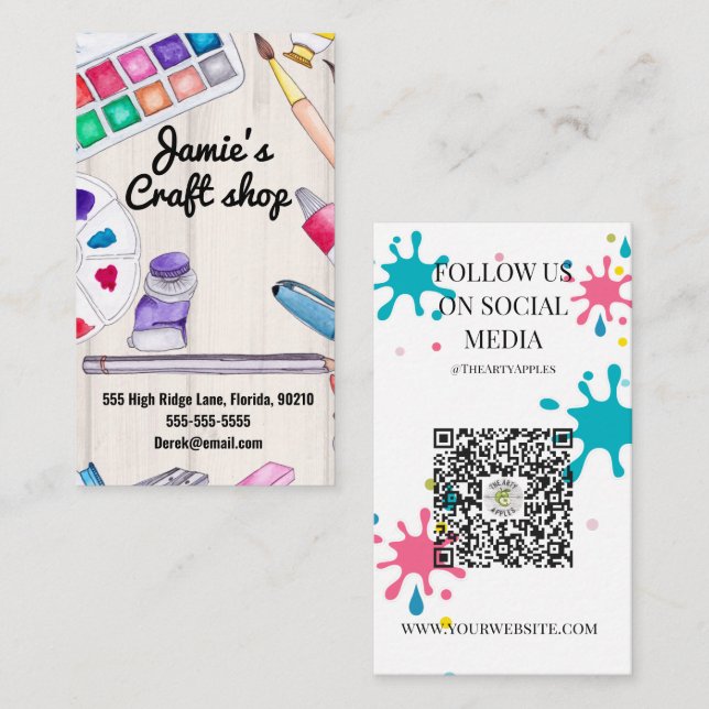 craft shop paint art artist workshop kids business card (Front/Back)
