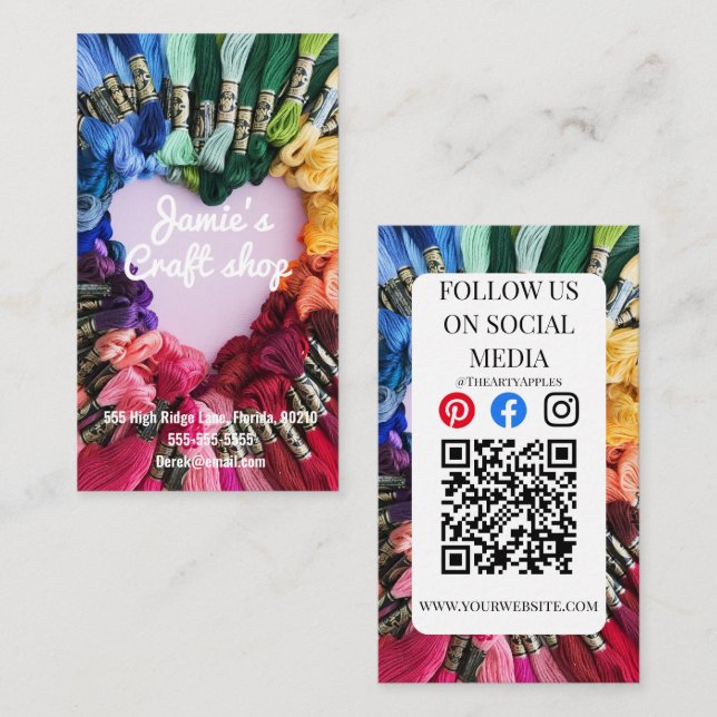 craft shop paint art artist workshop kids sewing business card (Front/Back)