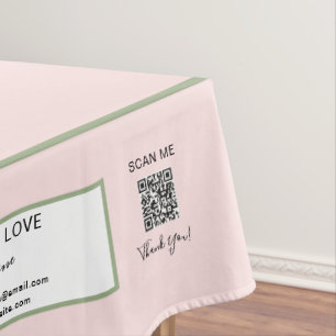 Craft Show Blush Green 52 x 70 QR Code Tablecloth