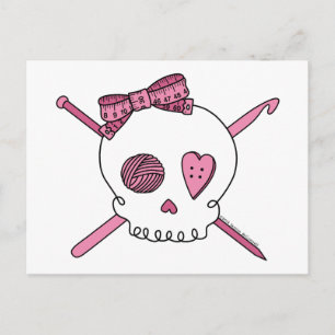 Craft Skull (Pink) Postcard
