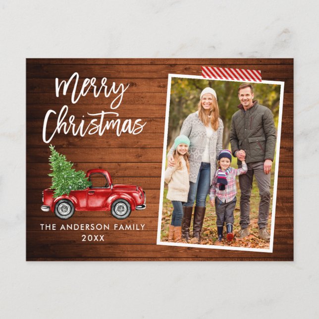 Craft Tape Brush Script Wood Truck Christmas Postcard (Front)