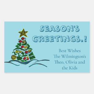 Craft Tree Christmas Rectangular Gift Label